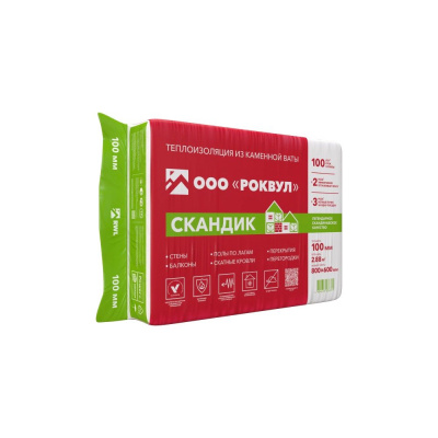 Утеплитель  Rockwool Лайт Баттс Скандик 800х600х100 (2,88м2/0,288м3)